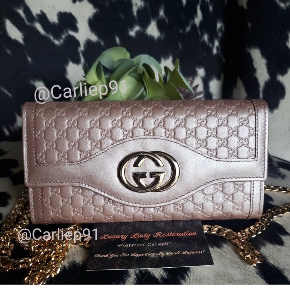 Gucci Metallic Pink Leather Wallet